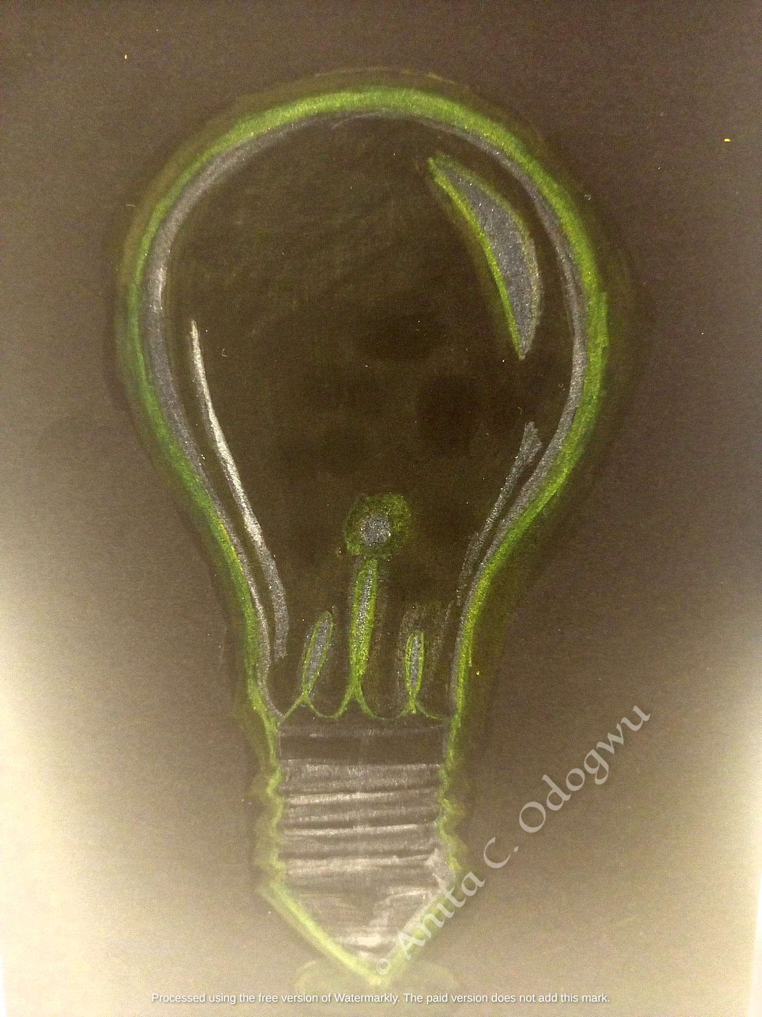 Oil pencil on black paper artificial light technical study by Anita C. Odogwu